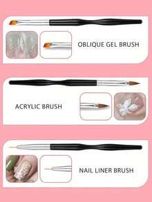 15Pcs Nail Art Brush Set, Multi Function Nail Drawing Liner Painting Carving Tools For Nail Decoration - Multicolor - View 4