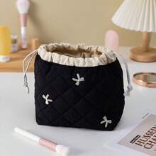 1pc Luxury Quilted Shell Makeup Bag, Portable Daily Cosmetic Storage Bag, High-End Large Capacity Cute Drawstring Pouch - Multicolor - View 11