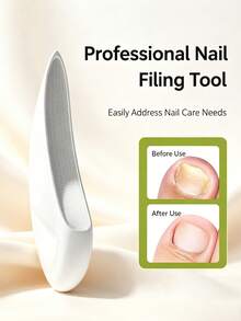 3D Curved Ergonomic Nail File Gentle Nail Shaping Tool For Natural Nails Fine Uniform Grit Nail Buffer Reduce Rough Edges & Splits Portable Manicure Pedicure Tool For Home Salon Nail Care - A - View 3