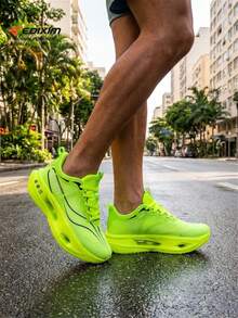 EDIXIM Sepatu Lari Pria Model Baru Musim Semi/Gugur 2026, Sepatu Lari Jalan Raya Berbahan Jala Bernapas, Sol Lembut Peredam Guncangan - Hijau fluoresensi - View 7