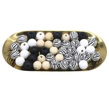 120pcs Beads & 2 Hemp Ropes, 16mm Beads Is Smooth, Lightweight, For Keychains, Wreaths, Farmhouse Decor, And Party Decorations - Black and White - View 4