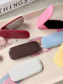 Cute PU Material Phone Stand With Mirror, Foldable Multi-Color Phone Back Clip Stand, Phone Lanyard Metal Clip Sticker, Portable Makeup Mirror Phone Ring Holder, Suitable For Selfie And Daily Makeup, Multi-Function Phone Stand/Back Sticker, Best Gift For Friends - Multi-color - View 8