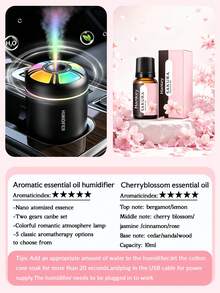1pc 180ml Car Aromatherapy Humidifier With Colorful Gradient Ambient Light, USB Portable Power, Quiet Operation, Desktop Decor With Color Light, Car Mist Humidifier With 5 Essential Oils, Suitable For Indoor Decoration, Office And Car Use - A - View 23