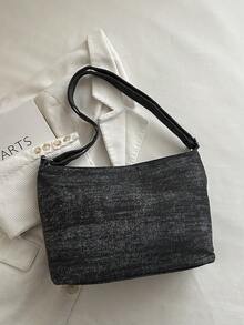 Premium Fashion Niche Denim Patchwork Crossbody Bag, Versatile Casual Large Capacity Shoulder Bag For Women, Pendant For Reference Only - Black - View 10