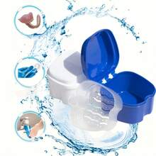 1pc Denture Care Cleaning Box, Denture Cleaning And Storage Container With Mesh, Denture Bath Box With Filter, Plastic Cleaning Box - Multicolor - View 2