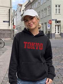 Women's Black TOKYO JDM Racing Print Sweatshirt, Autumn Streetwear Long Sleeve Pullover - Black - View 3
