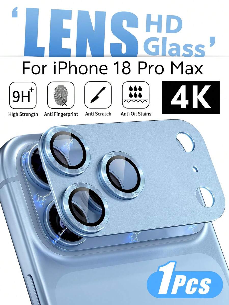 1件裝 - 相機鏡頭保護膜,適用於 iPhone 18 Pro Max / 18 Pro (冰川藍),金屬鏡頭蓋配 9H 鋼化玻璃保護膜;強黏性;相容手機殼;適用於 6.9 吋機型 - 淺藍色 - 查看 1