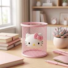 Hasbro 1PC Sanrio Hello Kitty Pen Holder Desktop Storage Box Desktop Decoration With Mesh Storage Compartment, Suitable For Schools And Offices - Decorative Storage Box For Pens, Pencils, Markers, Can Be Used As A Gift - One Size - View 4