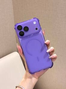 可愛圓角防摔手機殼，透明框架支撐，全方位保護，相容 Apple 17/16/15/14/13 Air/17 Pro Max，磨砂質感，全鏡頭保護，適合男女青少年日常通勤、商務校園、辦公室、夏季戶外旅行場景，1 件組防滑防指紋高級極簡保護手機殼 - 紫色 - 查看 6