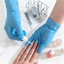 Blue Nitrile Disposable Protective Gloves, High Elasticity, Snug Fit, Powder-Free Design, Lightweight, Soft And Comfortable, Hand Isolation Gloves For Nail Salon And Beauty Operations, Multiple Sizes Available, Makeup Accessories, 100/50/2pcs - Blue - View 2