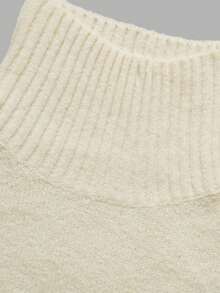 Women's Autumn/Winter Apricot High Neck Short Sweater, Long Sleeve Ribbed Knit Pullover, Suitable For Casual Daily Wear And Warm Outfits - Apricot - View 5