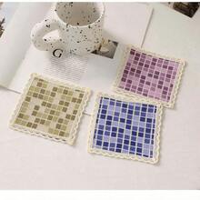 10入聚酯纖維可重複使用杯墊 10*10cm/3.9*3.9inch 波希米亞時尚款，適合咖啡、茶、野餐、露營、RV旅行，入厝禮、生日禮、節日禮物，廚房桌面保護墊 - 土黃色 - 查看 2
