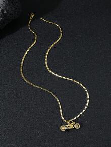 1pc Fashionable Personalized Hip-Hop Motorcycle Style Men's 3D Motorcycle Pendant Necklace, Versatile Motorcycle Design Pendant Charm, Men's Holiday Gift - Yellow Gold - View 4