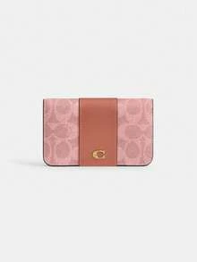 Coach Dompet Kartu Tipis Esensial, Tas Tangan Clutch, Dompet Lipat Bergaya untuk Wanita dengan Kantong Koin Berresleting, 4 Slot Kartu Kredit - Watermelon Pink - View 7