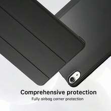 Triple Fold Tablet Protective Cover, Suitable For IPad 11 Generation Tablet Protective Cover, A16 Case, Intelligent Sleep Wake-Up, All Inclusive Anti Fall And Shockproof, Fashionable PU Leather, Simple Solid Color Case, Suitable For IPad 9 Generation, 8 Generation, Air11, 10 Generation Tablet Protective Case, Compatible With Samsung Galaxy Tab Tablet Protective Case - Black - View 7