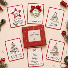 Merry Bright Christmas DIY Kit For A Christmas Card Featuring String Art, String Art Craft Set For Adults, Holiday Christmas Tree, Star And Snowman Decorations, Handmade Seasonal Home Decor - Christmas Card - View 1