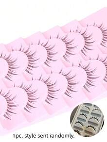 5 Pairs Manga Eyelashes Natural Look Anime Eyelashes Transparent Band Natural Manga - Black - View 8