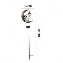 Garden Pathway Decorative Solar Light, Bronze Metal Moon & Snowman Design With Cracked Glass LED Bulbs, Outdoor Lawn Walkway Winter Season Decoration - Moon Snowman Black Hat Ground Stake - View 6