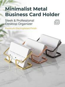 1pc Electroplated Metal Business Card Holder, Business Card Storage Rack, Party Event Business Card Organizer, Business Card Display Stand, Desktop Display Rack - Multi-color - View 1