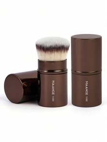 1pc Professional Makeup Brush, Blush Brush, Foundation Brush, Powder Brush, Super Soft Synthetic Bristle Foundation Brush, Suitable For Liquid Foundation, Kabuki Foundation Brush, Travel Essential, Perfect Gift - Chocolate Brown - View 1