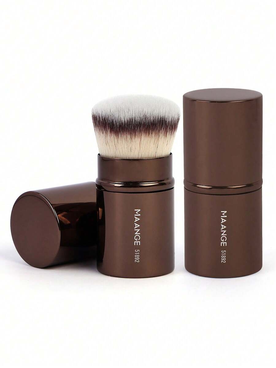 1pc Professional Makeup Brush, Blush Brush, Foundation Brush, Powder Brush, Super Soft Synthetic Bristle Foundation Brush, Suitable For Liquid Foundation, Kabuki Foundation Brush, Travel Essential, Perfect Gift - Chocolate Brown - View 1