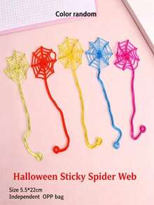 10/20pcs Halloween Spider Web - Sticky Soft Ribbon Decoration With Spider Pattern, Multiple Colors Halloween Decor - Multicolor - View 8