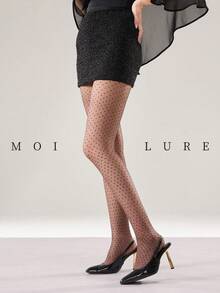 MOIRÉALLURE 1Pair Jacquard Pattern Suitable For Daily Life Basic Tights - Brown - View 7