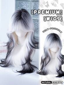 alicegarden 26-Inch Long Synthetic Wig Featuring A Natural Wavy Style In A A Stunning Multicolor. Designed With Bangs , This False Hairpiece Is Perfect For Ms Daily Party Cosplay Use, Offering A Natural And Natural Durable Wig Gift For Ladies. - Multicolor - View 4