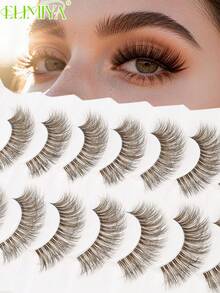 8 Pairs Natural Voluminous Brown Eyelashes, Multi-Layer Fluffy 5D 3D Curved Brown Eyelashes - Brown - View 1