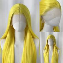 websterwigs Halloween Cosplay Lemon Yellow 13x4 HD Lace Front Wig Hand Tied Transparent Lace Medium Cap For Women Fashion 150% Density - Multicolor - View 2