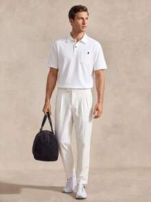 Courvante Men's Short Sleeve Polo Shirt With Pocket, Graphic White, For Golf Tennis, Business Commute & Boyfriend - White - View 2