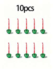 10pcs Christmas Sleigh Bells With Red Ribbon, 3.81cm Mini Metal Bell Decorations, Suitable For Christmas Tree Decor, Perfect For Wedding, Baby Shower, Holiday Party DIY Decoration - Multiple Styles - View 12