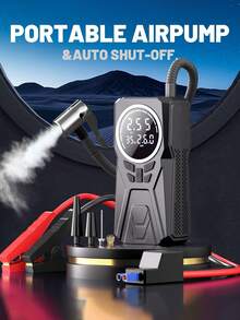 Emergency Car Jump Starter, Multifunctional Inflator And Jump Starter, Digital Tire Pump, Air Compressor, Multiple Modes, Car Battery Charger, And LED Flashlight - For Tire Inflation Vehicle Jumper Starter - Wired - View 4