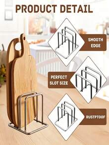 Minimalist Aluminum Alloy Countertop Storage Rack, Vertical Space-Saving And Ventilated, Cutting Board Organizer, Suitable For Kitchen Countertop Storage, Daily Cooking, Spring Summer Autumn Winter Home Use - Multicolor - View 4