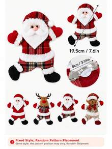 Christmas Curtain Tiebacks, Santa Claus Reindeer Bear Curtain Clips, Festive Holiday Drapery Holdbacks For Window Curtains, Christmas Home Decor, Easy Curtain Organizer, Random Pattern Placement - Multicolor - View 4