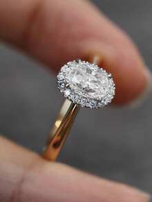 1pc Exquisite Cubic Zirconia Ring For Women, Wedding Engagement Party Jewelry, Valentine's Day Gift - 4# - View 4