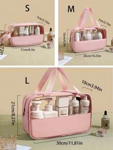 Travel Toiletry Bag, Dual Handle Large Capacity Transparent Makeup Bag, Suitable For Cosmetics And Toiletries, Beach Bag, Back To School Season Summer Travel Essential - Pink - View 9
