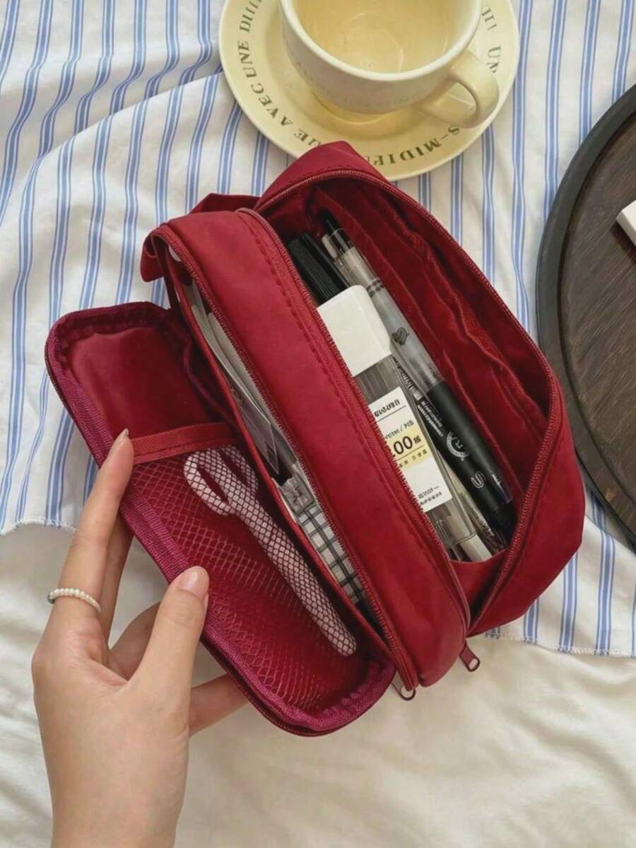 Large Capacity Double Layer Makeup Bag, Multi-Function Travel Pencil Case, Portable Waterproof Travel Cosmetic Storage Bag, Multi-Compartment Toiletry Bag, School And Travel Essentials, Back To School Christmas Gift, Bedroom Room Decor, Back To School