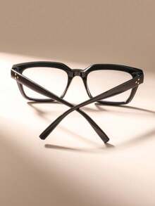 1pc Square Frame Glasses, Clear Lenses For Reading, Gaming, TV, Computer And Mobile Use, Unisex Eyeglasses - Black Frame C1 - View 7
