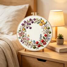 Fresh Four Seasons Floral & Fruit Embroidery Kit, Beginner DIY Material Pack, 2 Styles Available, Healing Home Decor, Bedroom Desk Ornament, Gift For Best Friend, Includes Embroidery Hoop + Instruction Manual - Multicolor - View 7