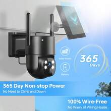 ZHXINSD Solar Security Cameras Wireless Outdoor, 2K Pan/Tilt 355 View Solar Powered WiFi Cameras For Home Security With AI Motion Detection, 2-Way Audio, IP65, SD/Cloud Storage - Black - View 6
