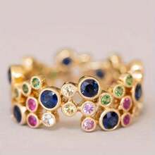 Creative Vintage Asymmetrical Multicolor Women's Ring, Exquisite Jewelry Accessory Suitable For Holiday Party Wear - Gold - View 1