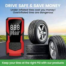 1 PC Portable Tire Inflator For Car Cordless, Rechargeable Air Pump With Digital Pressure Gauge, 150PSI Auto Shut-Off Fast Inflation LED Light, Multifunctional Car Air Compressor For Tires Bikes Balls - Wireless - View 6
