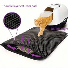 EVA Material Cat Litter Mat - Effectively Prevents Litter Tracking, Filtered Litter Design, Keeps Litter Box Area Clean, Pet Cleaning Supplies - Multicolor - View 2