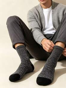 3/5 Pairs Men's Thermal Lined Warm Winter Socks - Comfortable & Warm, Suitable For Hiking, Fishing | Soft Polyester Blend | Machine Washable - Multicolor - View 2