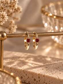 FOREVER QUEEN 1PC 925 Sterling Silver Nose Hoop Ring, CZ Cartilage Hoop Earring, Small Thin Nostril Piercing Jewelry, Colorful Birthstone Crystal Nose Piercing Gift - Single - View 7