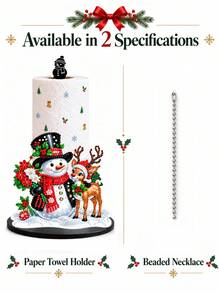 2D FLAT Christmas Decorative Kitchen Paper Towel Holder (No Power Light) - Desktop Tabletop Roll Holder With Display And Storage Function, Reindeer And Snowman Pattern, Suitable For Kitchen, Bathroom, Living Room And Dining Room, Creates Warm Christmas Atmosphere Decorative Ornament, Christmas Holiday Kitchen Desktop Roll Storage Holder, Creative Holiday Home Decor Ornament - Multicolor - View 7