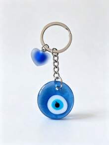 1pc Evil Eye Vintage Blue Eye Keychain, Heart-Shaped Frosted Blue Eye Bohemian Style New Bag Charm For Women, Key Chain Pendant For Men - Multicolor - View 16