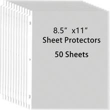 50/100 Sheet Protectors, 8.5x11 Inch Page Protectors For 3 Ring Binder, Standard Weight, Non-Glare Protector, Letter Size, Top Loading, Acid-Free - Sets - View 12