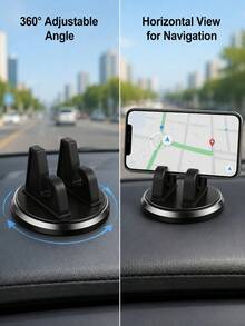 Universal 360° Rotatable ABS Dashboard Phone Holder, Anti-Slip Car Phone Mount, Car GPS Navigation Accessory, Adjustable Car Phone Holder, Suitable For Car Electronic Devices, All Season Use - A - View 3